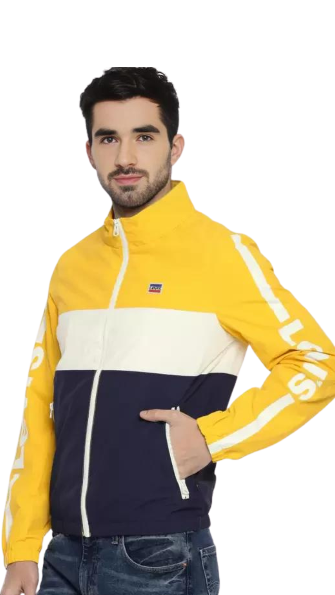 Levi's Men's Lightweight Retro Stand Collar Windbreaker Jacket - Yellow