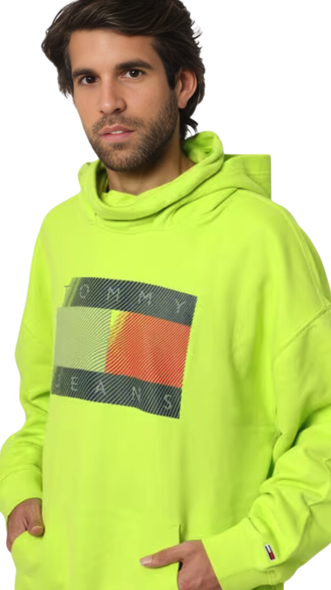 TOMMY HILFIGER Brand Print Hoodie with Drop-Shoulder Sleeves