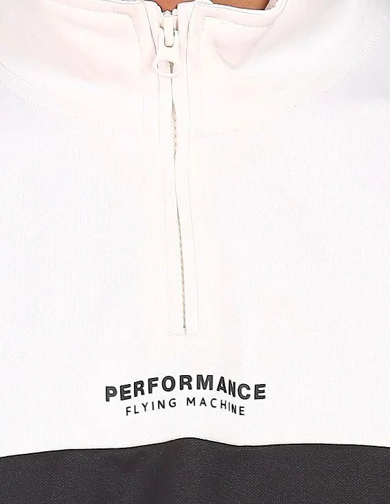 Flying Machine Half Zip Colour Block Sweatshirt